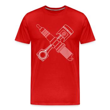 Zündkerze_Kolben - Männer Premium Bio T-Shirt - Rot - Vorne - Damien (186cm)