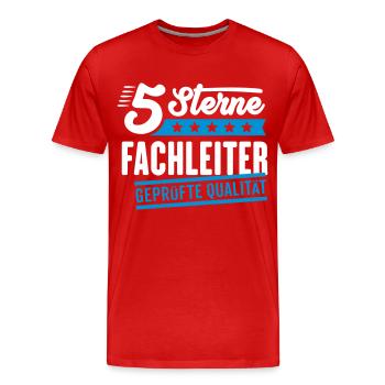 5Sterne Fachleiter - Männer Premium Bio T-Shirt - Rot - Vorne - Damien (186cm)