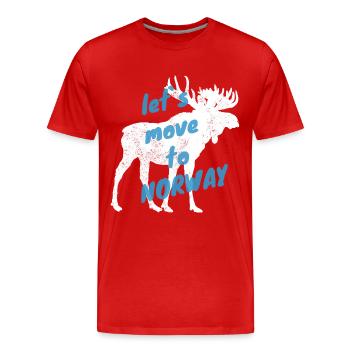 Norwegen Elch Auswandern Umzug Geschenk - Männer Premium Bio T-Shirt - Rot - Vorne - Damien (186cm)