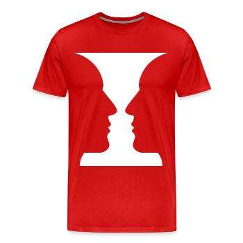 Köpfe oder Vase Optische Täuschung - Männer Premium Bio T-Shirt - Rot - Vorne - Damien (186cm)
