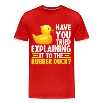 Debug Duck Débogage Canard en caoutchouc - T-shirt bio Premium Homme - rouge - Devant - Damien (186cm)