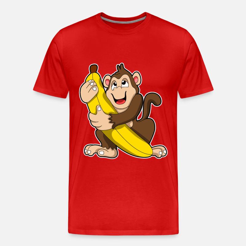 Affe mit Bananen - Männer Premium Bio T-Shirt - Rot