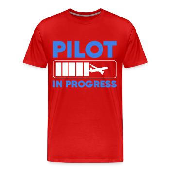 Pilot In Progress - Men's Premium Organic T-Shirt - red - Front - Damien (186cm)
