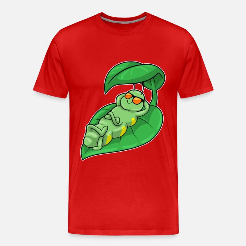 Chenille avec feuille - T-shirt bio Premium Homme - rouge