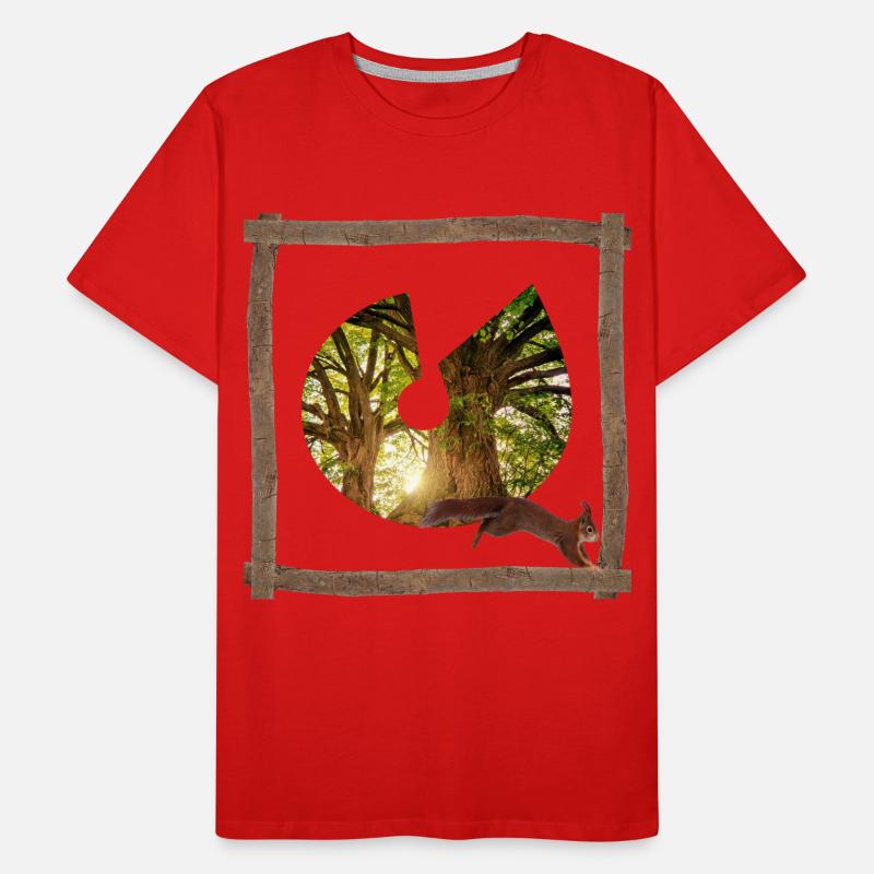 forest with squirrel u Men's Premium Organic T-Shirt
