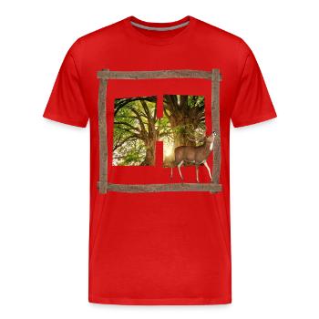 bois avec cerf h - T-shirt bio Premium Homme - rouge - Devant - Damien (186cm)