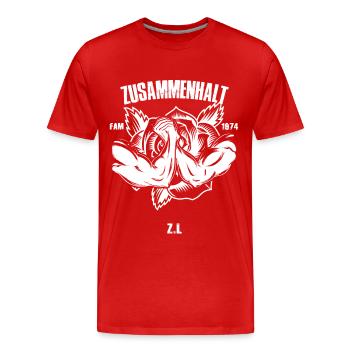 zusammenhalt rose 1974 FAM weiss - Männer Premium Bio T-Shirt - Rot - Vorne - Damien (186cm)