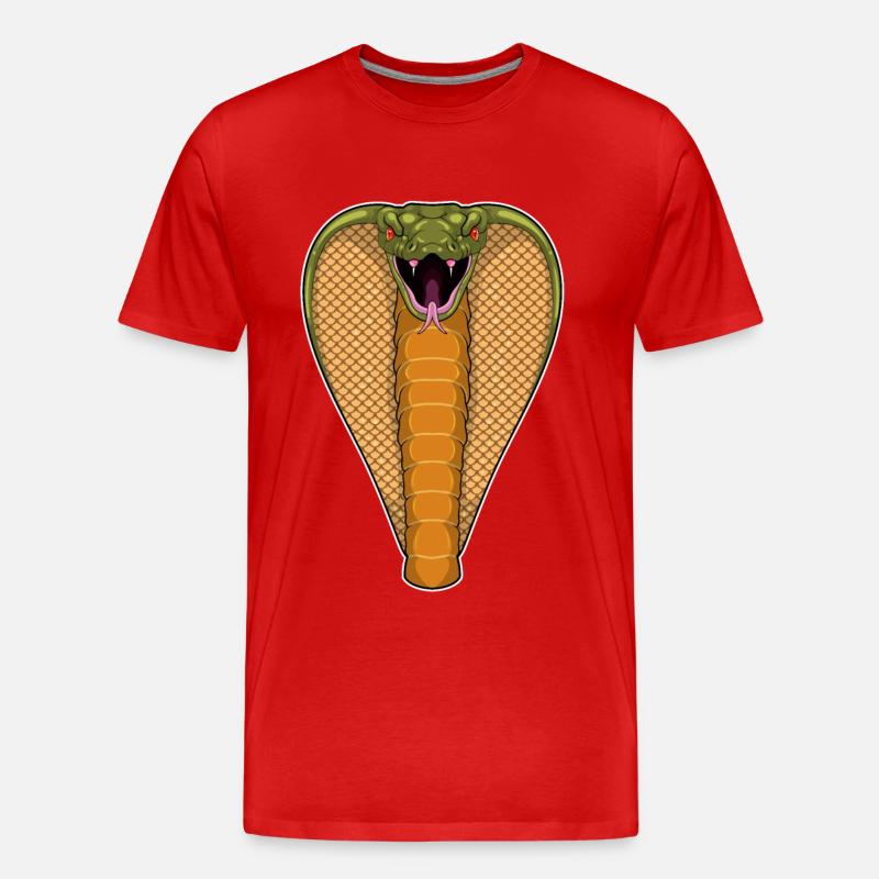 Kobra Schlange - Männer Premium Bio T-Shirt - Rot