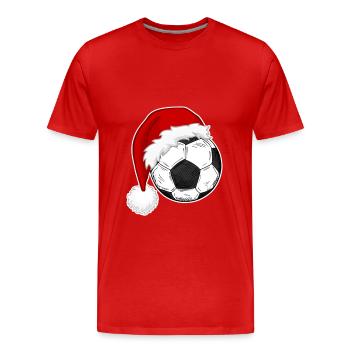 Weihnachten Fußballspieler Fußballfans - Männer Premium Bio T-Shirt - Rot - Vorne - Damien (186cm)