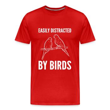 Facilement distrait par l’ornithologie des oiseaux - T-shirt bio Premium Homme - rouge - Devant - Damien (186cm)
