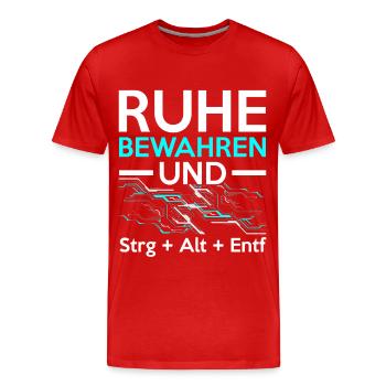 Keep Calm and Ctrl + Alt + Del Tech Support Tech - Männer Premium Bio T-Shirt - Rot - Vorne - Damien (186cm)