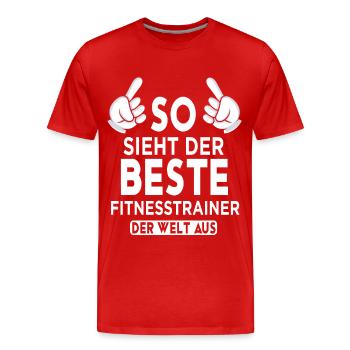 Fitnesstrainer Spruch - Männer Premium Bio T-Shirt - Rot - Vorne - Damien (186cm)