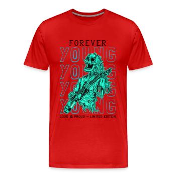 Skeleton Guitariste Guitariste Guitariste Rock Musique - T-shirt bio Premium Homme - rouge - Devant - Damien (186cm)