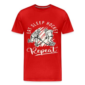 Eishockey Hockey Sport Eat Sleep Hockey Repeat - Männer Premium Bio T-Shirt - Rot - Vorne - Damien (186cm)