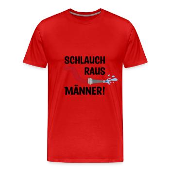 Feuerwehr - Schlauch Raus Männer - Männer Premium Bio T-Shirt - Rot - Vorne - Damien (186cm)