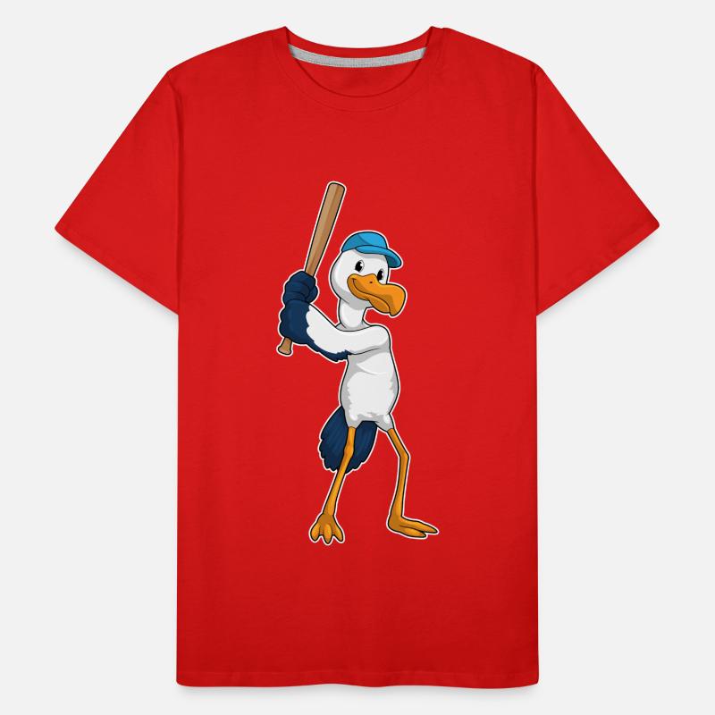 Stork playing baseball with a baseball bat Men's Premium Organic T-Shirt