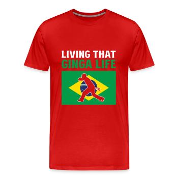 Living That Ginga Life Capoeira Brazilian Martial - Men's Premium Organic T-Shirt - red - Front - Damien (186cm)