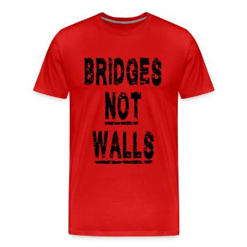Démonstration de Bridges not Walls - T-shirt bio Premium Homme - rouge - Devant - Damien (186cm)