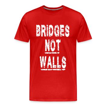 Démonstration de Bridges not Walls - T-shirt bio Premium Homme - rouge - Devant - Damien (186cm)