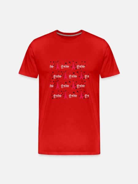 Paris France Bonjour - Men's Premium Organic T-Shirt - red