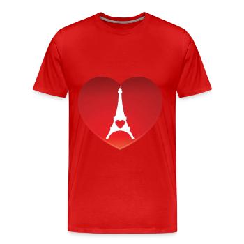 Cœur de la Tour Eiffel pour Paris France et Français - T-shirt bio Premium Homme - rouge - Devant - Damien (186cm)