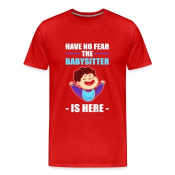 Have No Fear The Babysitter Is Here Babysitting - Men's Premium Organic T-Shirt - red - Front - Damien (186cm)
