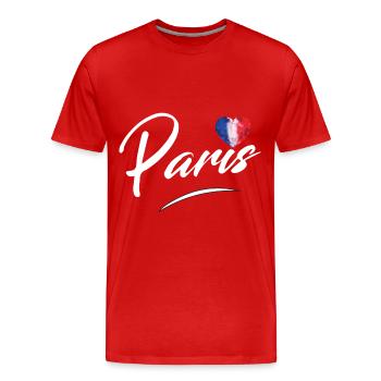 Paris France Français Bonjour - T-shirt bio Premium Homme - rouge - Devant - Damien (186cm)