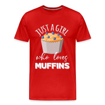 Muffin une fille aime muffins pâtisseries sucrées - T-shirt bio Premium Homme - rouge - Devant - Damien (186cm)