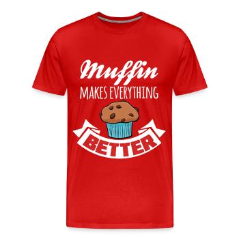 Muffin makes everything better - Men's Premium Organic T-Shirt - red - Front - Damien (186cm)