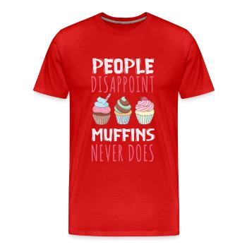 Muffins never disappoint sweet pastries - Men's Premium Organic T-Shirt - red - Front - Damien (186cm)