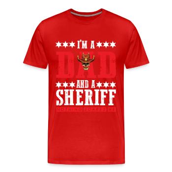 Sheriff Dad intrépide avec l’étoile du shérif - T-shirt bio Premium Homme - rouge - Devant - Damien (186cm)