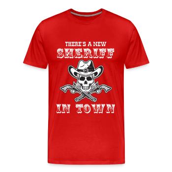 Le nouveau shérif vedette du shérif dans la ville de Revolver - T-shirt bio Premium Homme - rouge - Devant - Damien (186cm)