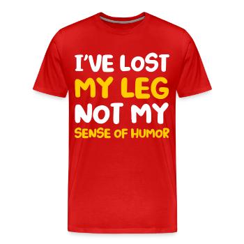 Handicap Amputee Amputation Prosthetic Leg - Men's Premium Organic T-Shirt - red - Front - Damien (186cm)