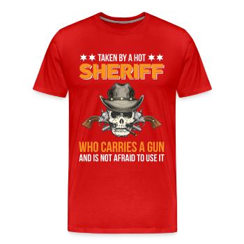Shérif avec revolver Badge Sheriffstern - T-shirt bio Premium Homme - rouge - Devant - Damien (186cm)
