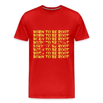 Né pour être root Linux Nerd et Geek - T-shirt bio Premium Homme - rouge - Devant - Damien (186cm)