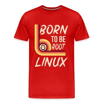 Linux Né pour être root Retro Admin Nerd Geek - T-shirt bio Premium Homme - rouge - Devant - Damien (186cm)