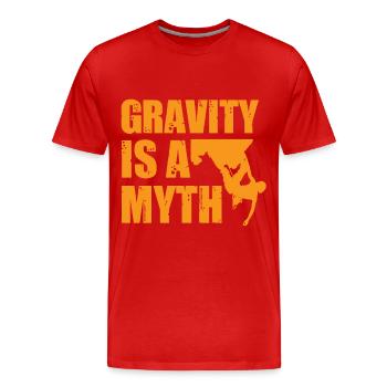 Schwerkraft Mythos Klettern Bouldern Bergsteiger - Männer Premium Bio T-Shirt - Rot - Vorne - Damien (186cm)