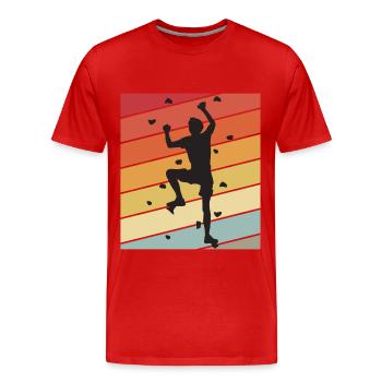 Climbing Wall Retro Bouldering Climbing Mountains - Men's Premium Organic T-Shirt - red - Front - Damien (186cm)