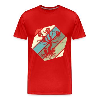 Eule Stammbaum Nachtaktiv Eulen - Männer Premium Bio T-Shirt - Rot - Vorne - Damien (186cm)