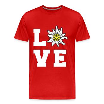 Edelweiss LOVE Alps Mountains Alps-Edelweiss Hiking - Men's Premium Organic T-Shirt - red - Front - Damien (186cm)