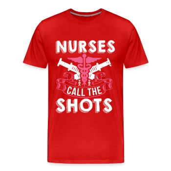 Krankenschwester zu den Spritzen - Männer Premium Bio T-Shirt - Rot - Vorne - Damien (186cm)