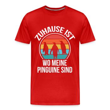 Pingouins à la maison Pôle Nord Penguin Animal love - T-shirt bio Premium Homme - rouge - Devant - Damien (186cm)