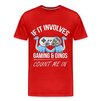 Jeux de console de dinosaure - T-shirt bio Premium Homme - rouge - Devant - Damien (186cm)