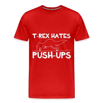 T-Rex Push-Ups Dinosaures du Crétacé Dino - T-shirt bio Premium Homme - rouge - Devant - Damien (186cm)