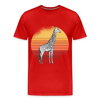 Giraffe Retro Afrika Savanne - Männer Premium Bio T-Shirt - Rot - Vorne - Damien (186cm)