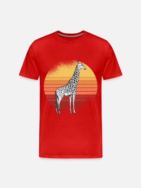 Giraffe Retro Afrika Savanne - Männer Premium Bio T-Shirt - Rot