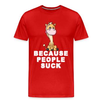 Böse Giraffe Afrika Safari Savanne - Männer Premium Bio T-Shirt - Rot - Vorne - Damien (186cm)