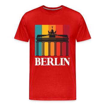 Berlin Retro Brandenburg Gate Germany - Men's Premium Organic T-Shirt - red - Front - Damien (186cm)