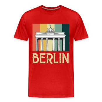 Berlin Vintage Porte de Brandebourg Allemagne - T-shirt bio Premium Homme - rouge - Devant - Damien (186cm)