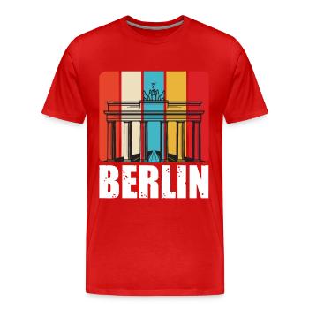 Berlin Retro Vintage Brandenburger Tor Deutsch - Männer Premium Bio T-Shirt - Rot - Vorne - Damien (186cm)